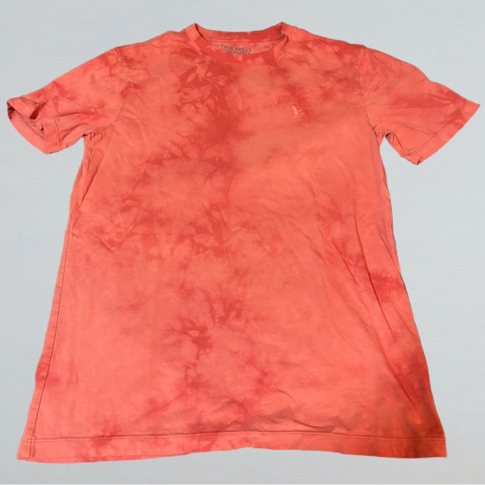 Red Tie-Dye American Eagle Cotton T-Shirt